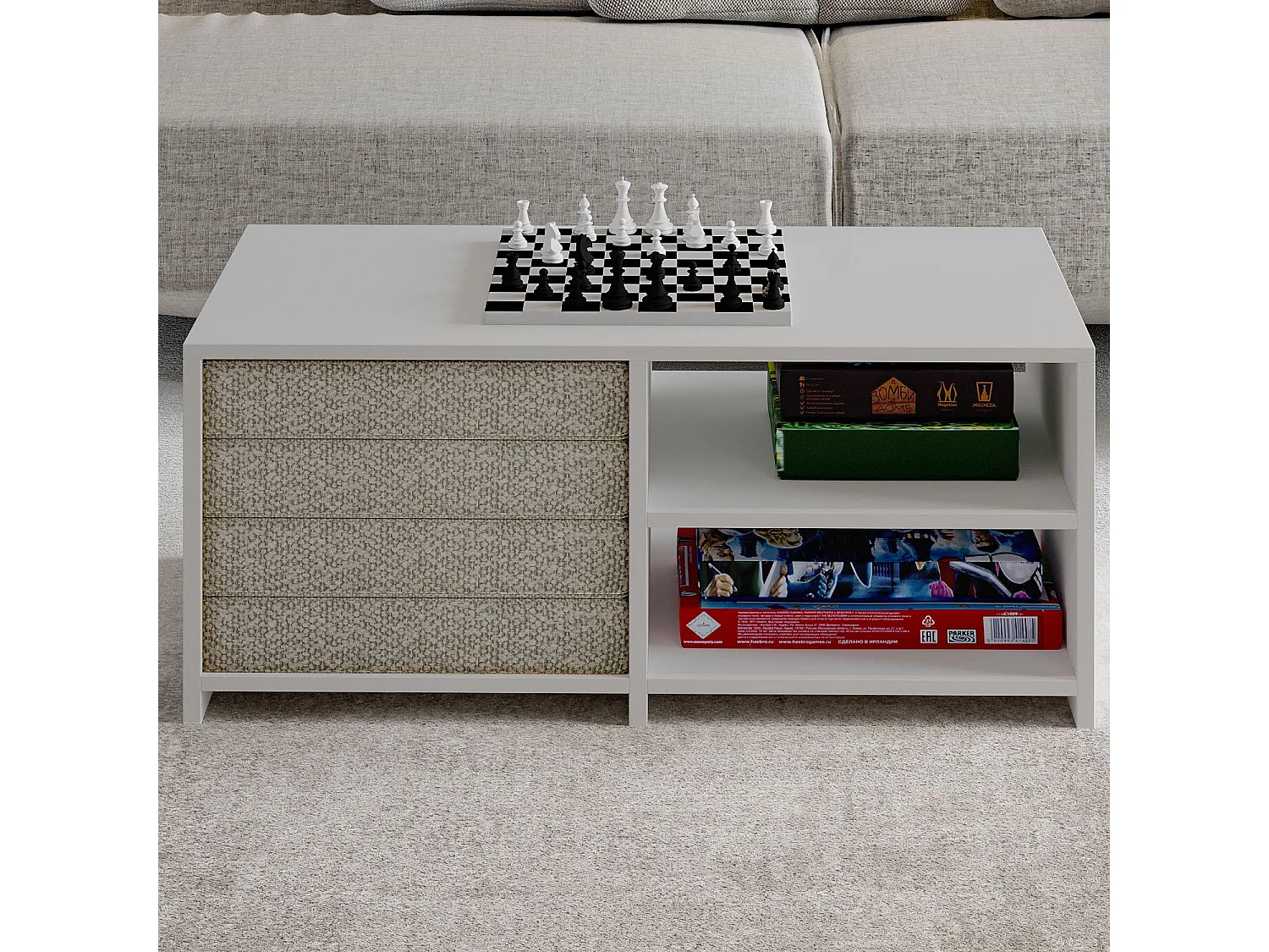 "Gord" Holz Couchtisch - Weiß 90 x 45 x 44 cm - Elegante Wohnzimmermöbel