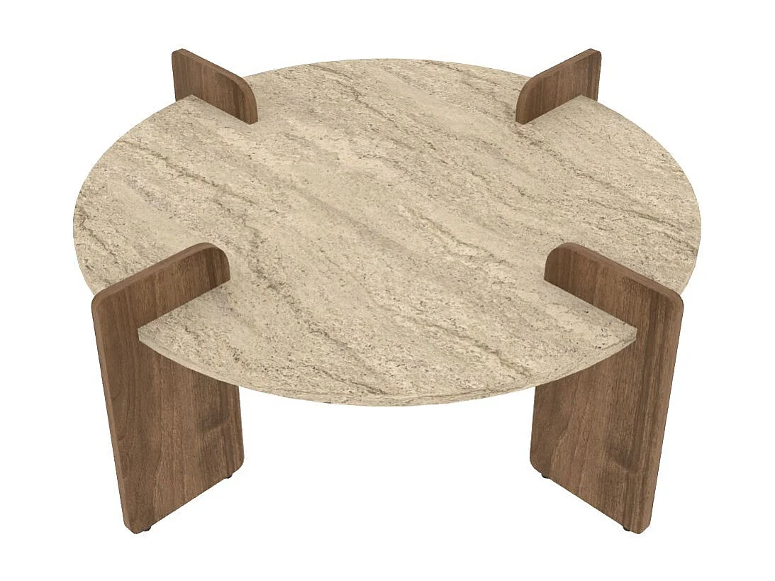 Couchtisch aus Holz "Avoure" - 90 x 90 x 35 cm - Travertin