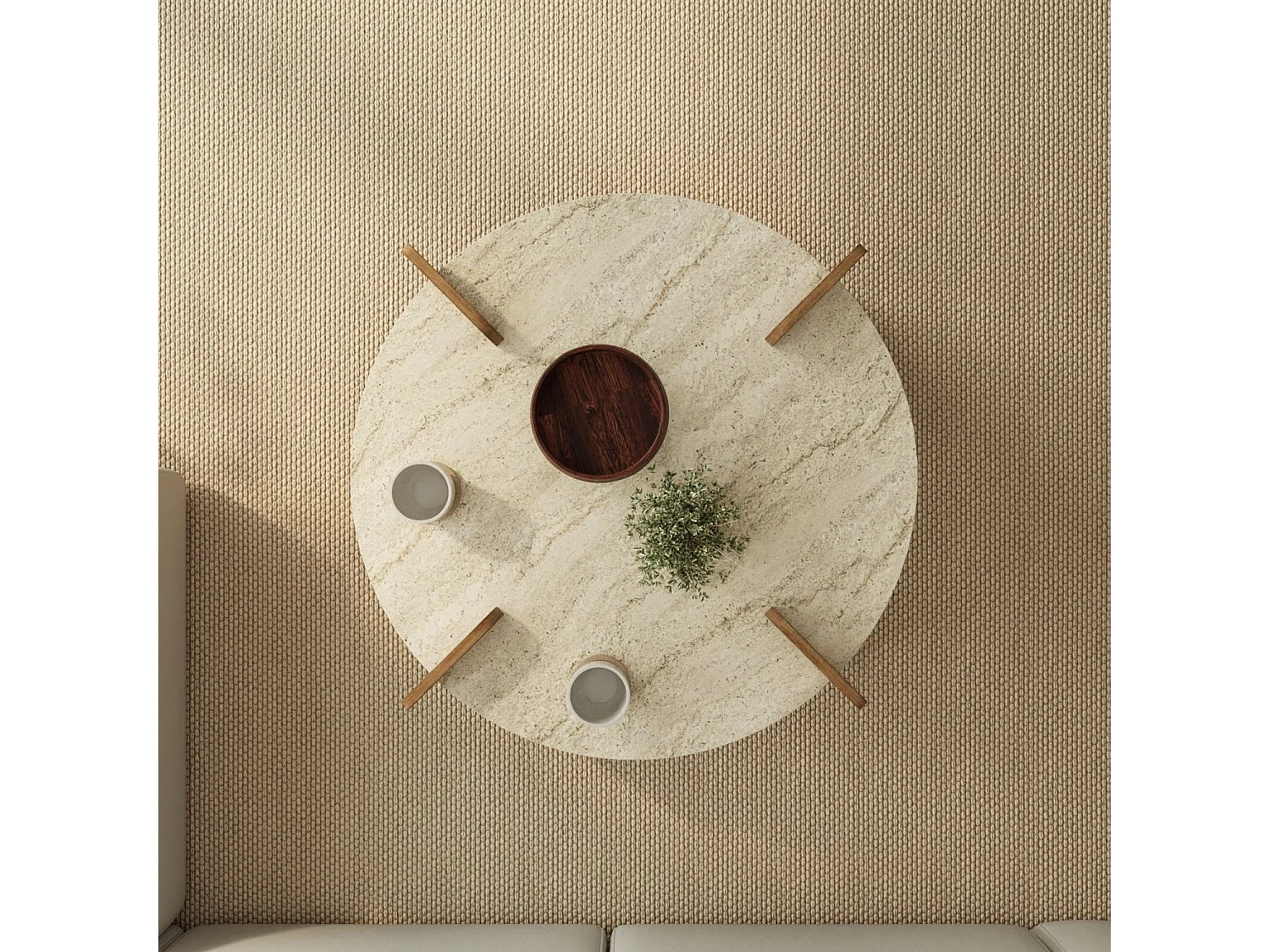 Couchtisch aus Holz "Avoure" - 90 x 90 x 35 cm - Travertin