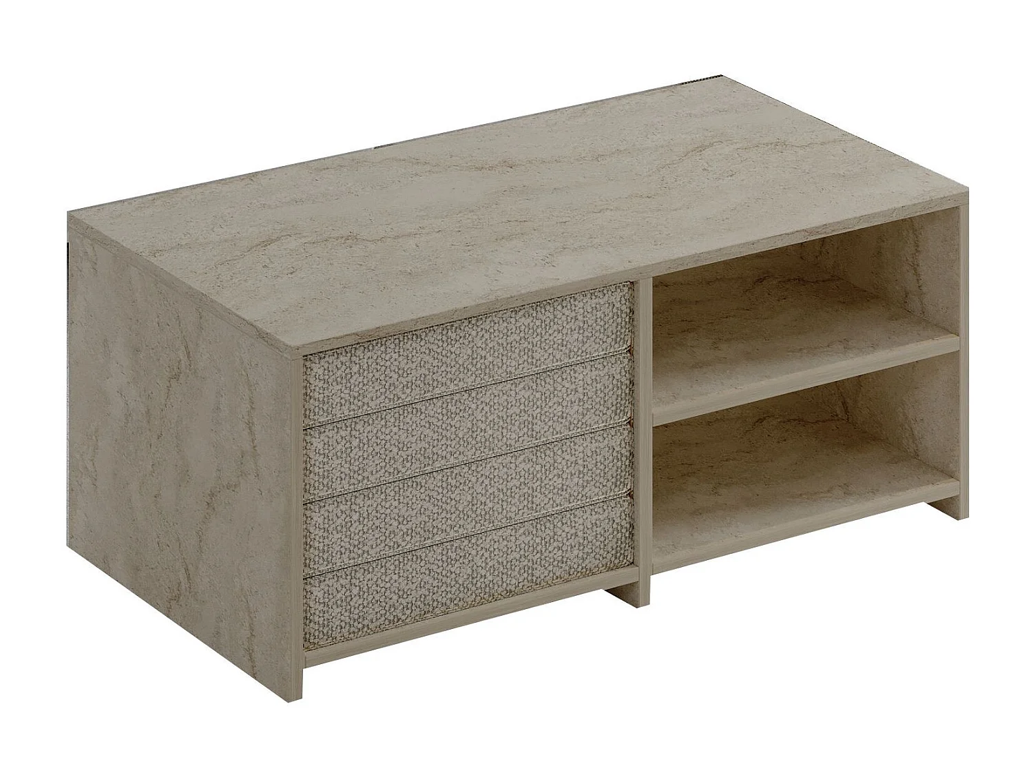 Eleganter Holz Couchtisch "Gord" - Travertin Finish - 90 x 45 x 44 cm