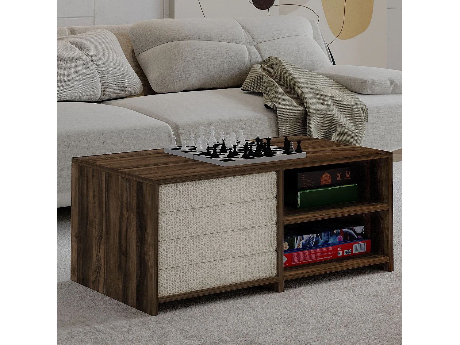 "Gord" Holz Couchtisch - Braun 90 x 45 x 44 cm - Hanah Home Collection