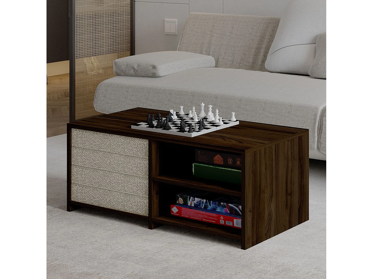 "Gord" Holz Couchtisch - Braun 90 x 45 x 44 cm - Hanah Home Collection