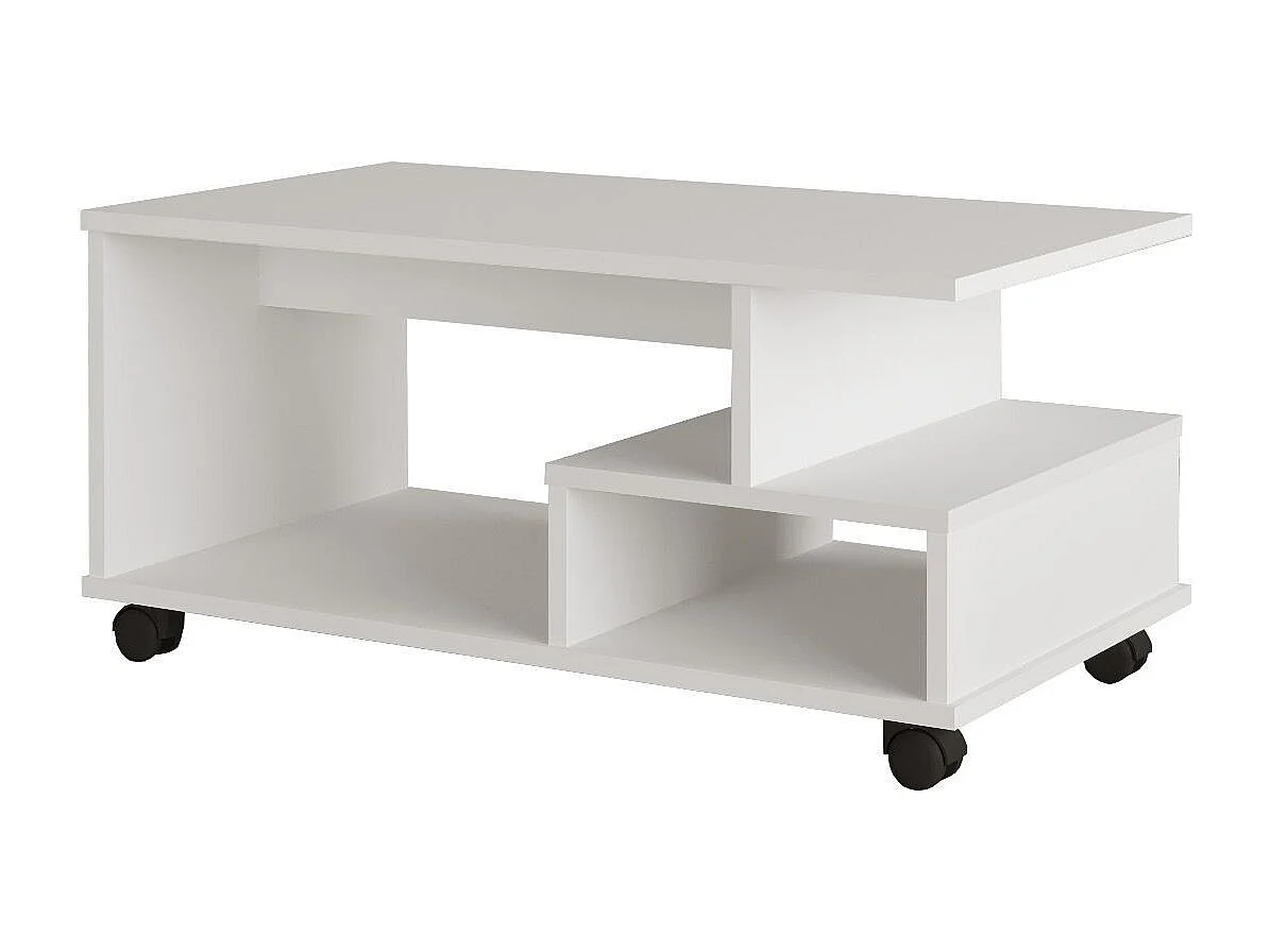 Eleganter weißer Holzcouchtisch "MIN9-W" - 90 x 51 x 42 cm