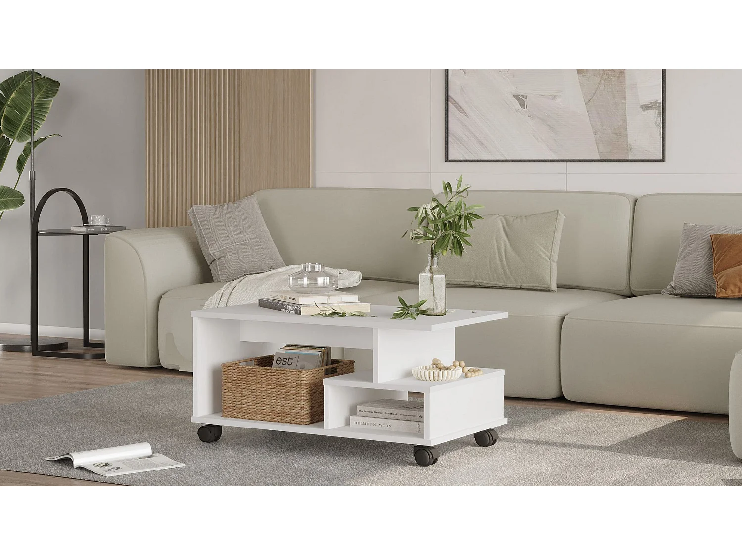 Table basse en bois "MIN9" - 90 x 51 x 42 cm - Blanc
