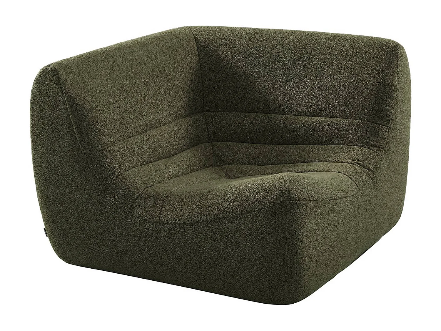 Sillón esquinero de borreguito texturizado verde kaki