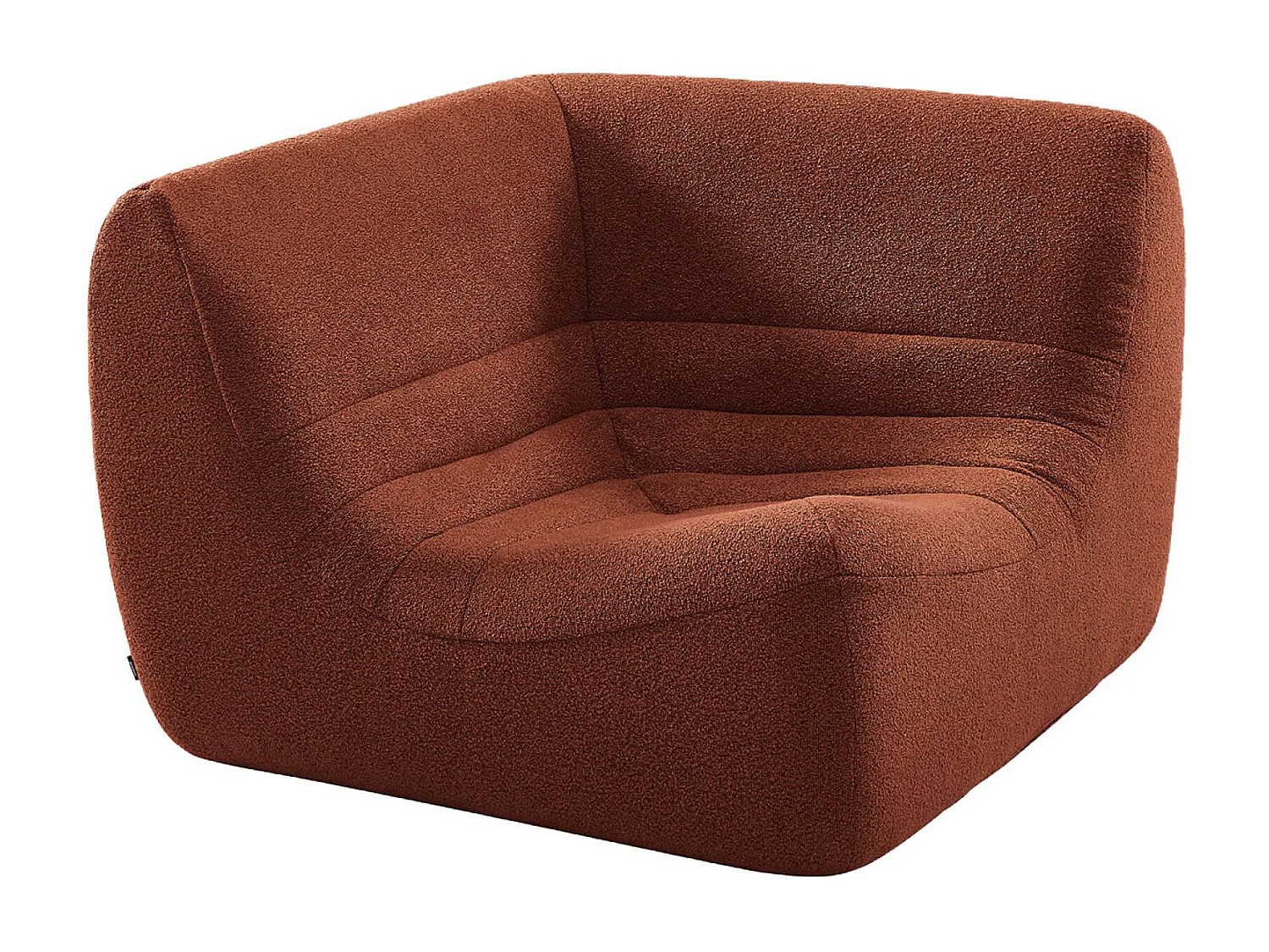 Sillón esquinero de borreguito texturizado terracota