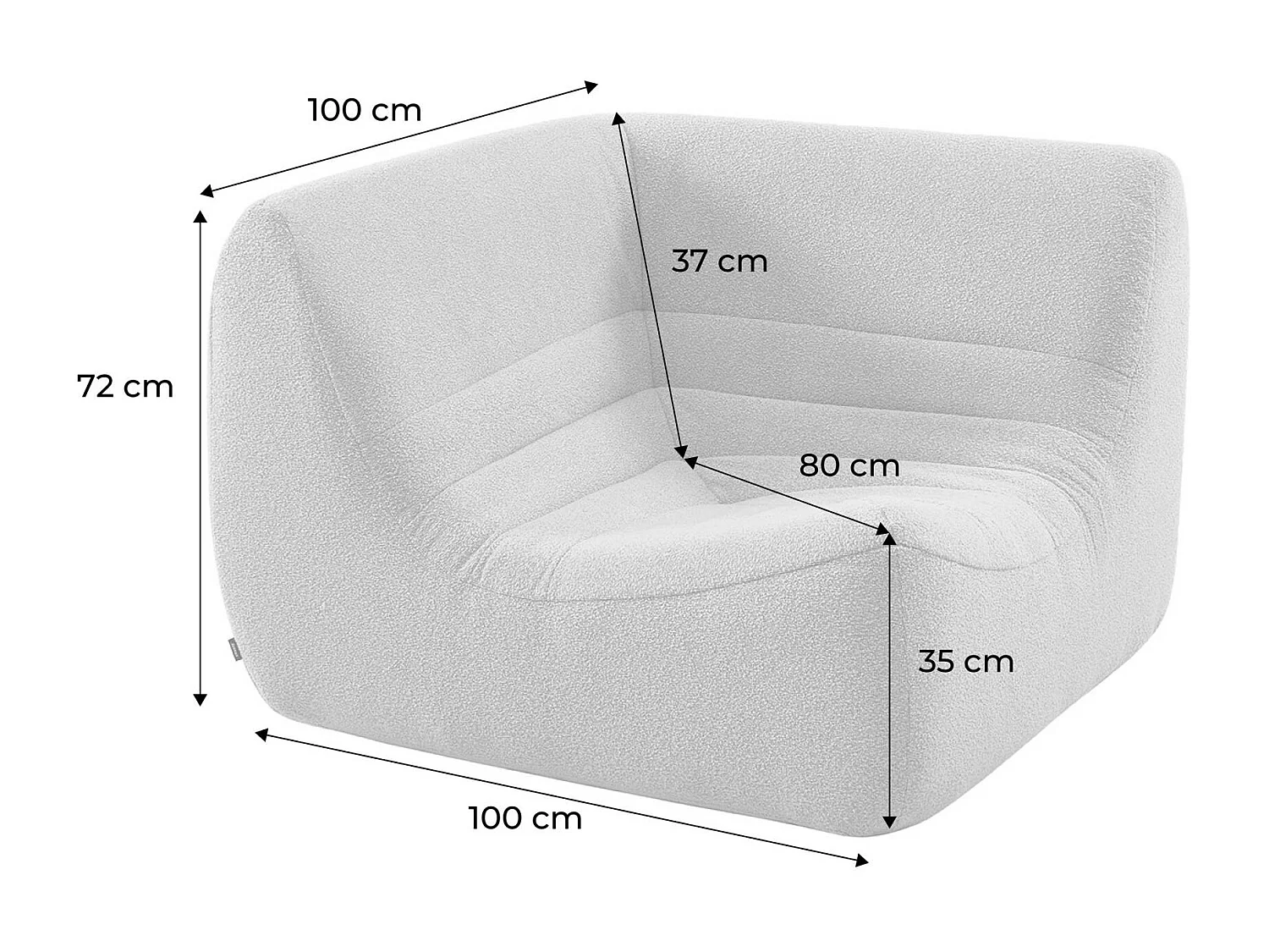 Sillón esquinero de borreguito texturizado terracota