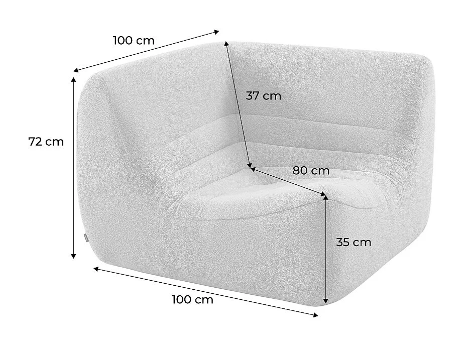 Sillón esquinero de borreguito texturizado terracota