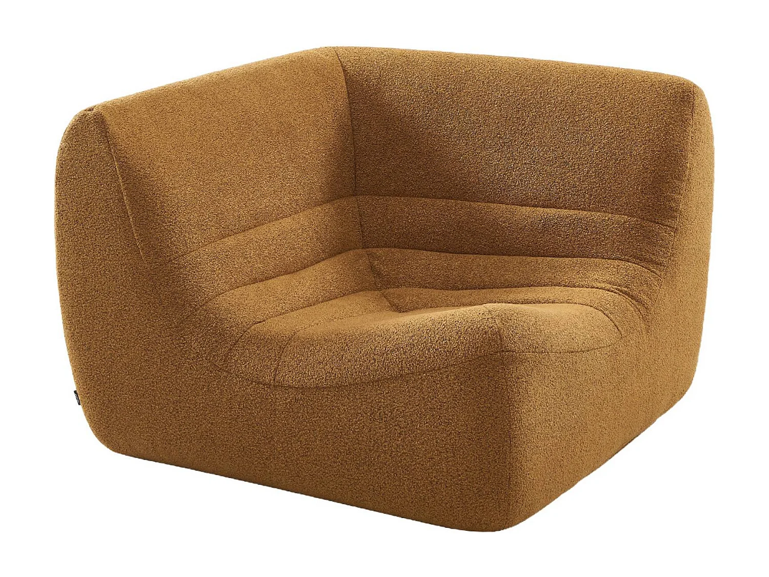 Sillón esquinero de borreguito texturizado mostaza