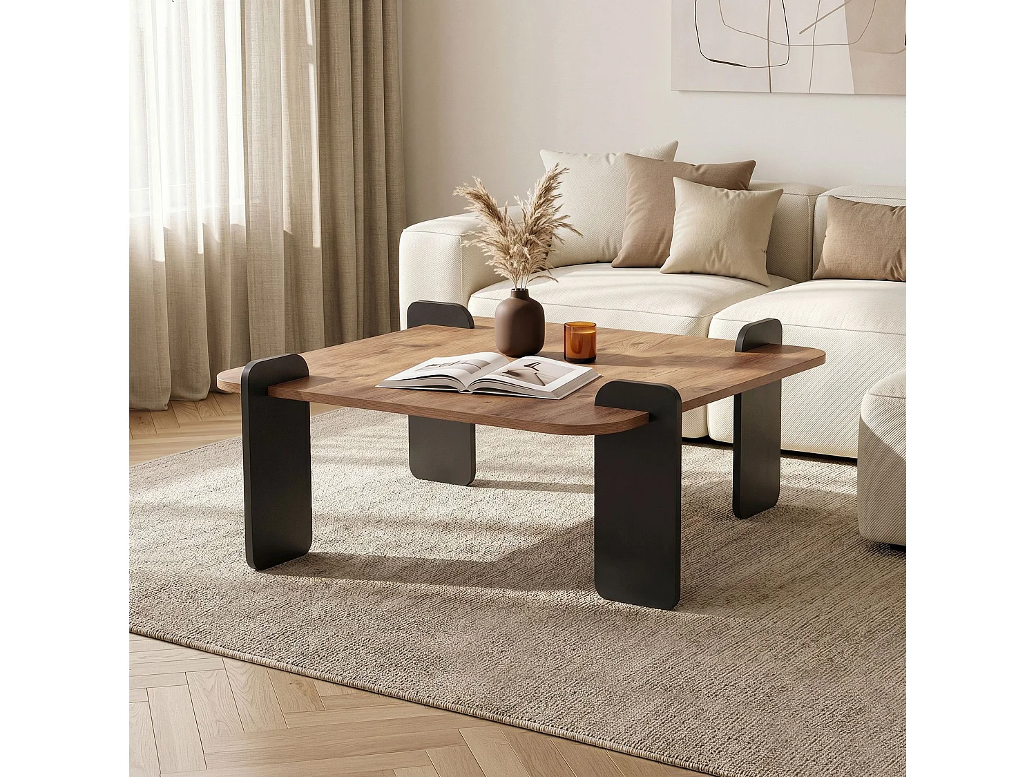 Couchtisch aus Holz "Marais" - 90 x 90 x 35 cm - Hellbraun