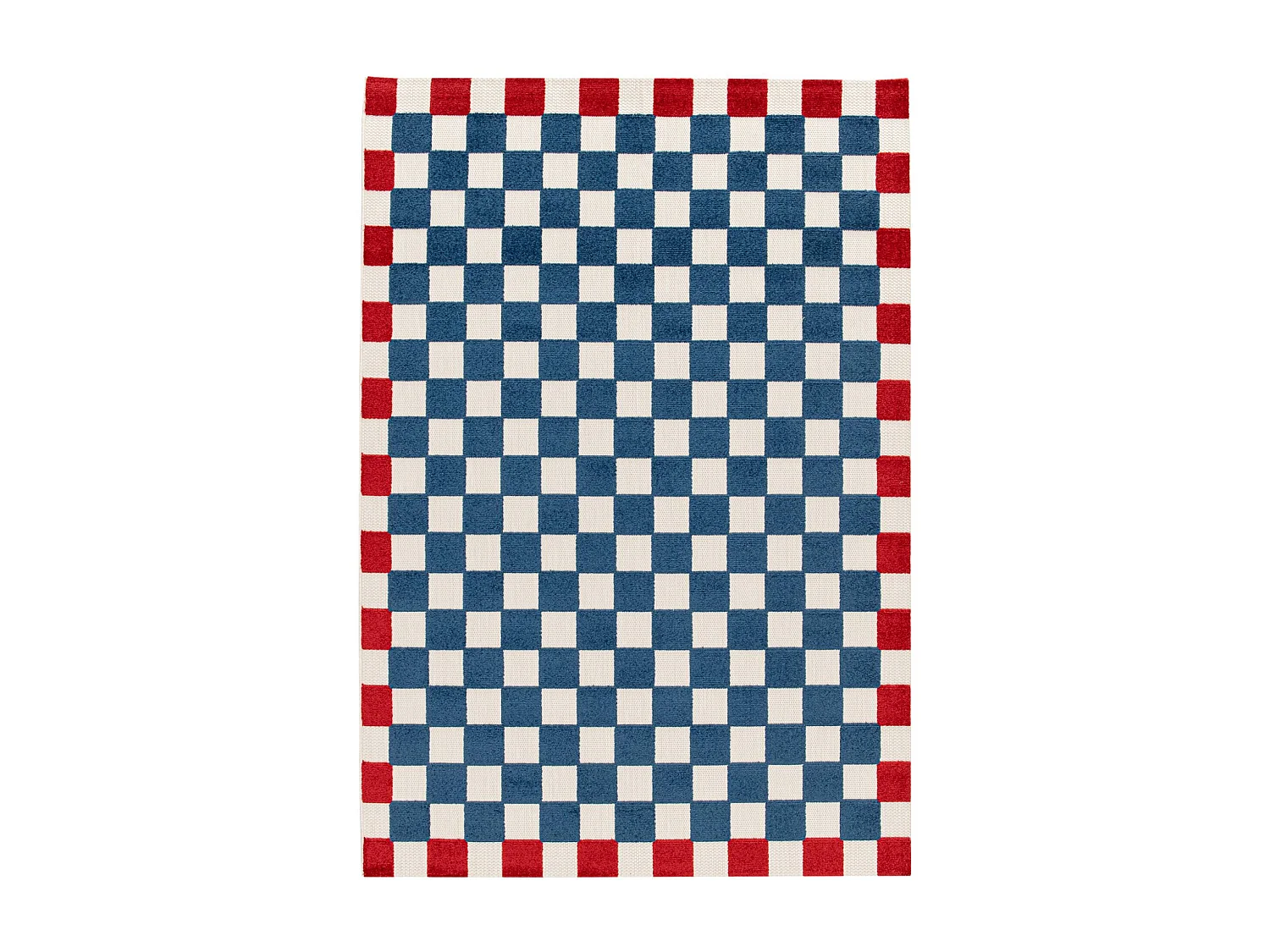 Tapis intérieur/extérieur damier bleu et rouge 160x230cm - Octave