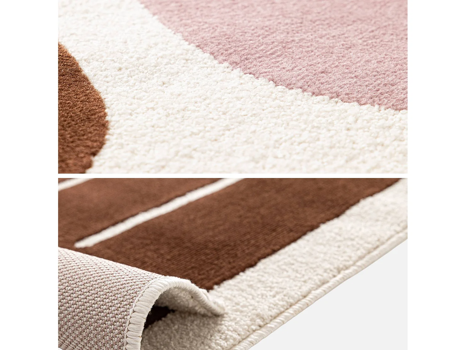 Tapis intérieur motif graphique rose et marron 120x170cm - Nola