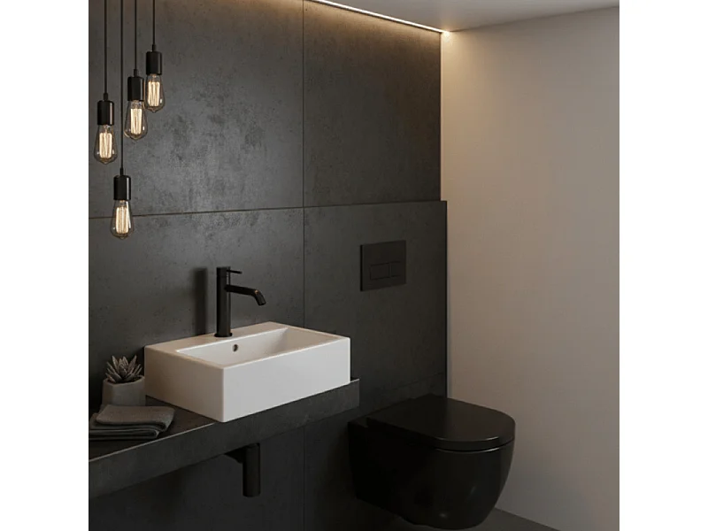 Mitigeur lavabo bec bas PAINI Cox Slim noir mat avec vidage clic clac