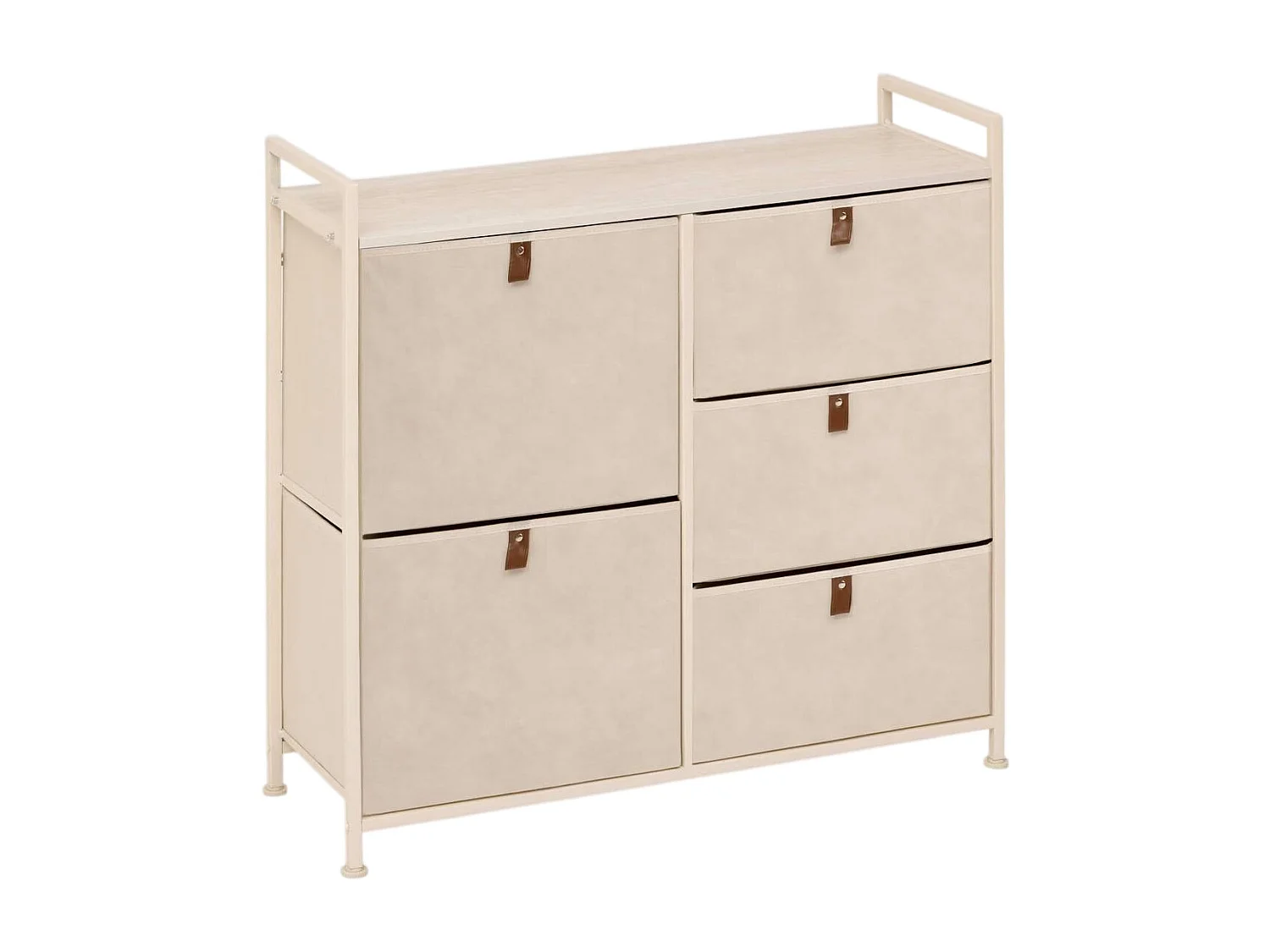 Meuble de Rangement 5 Tiroirs "Tissa" 83cm Beige