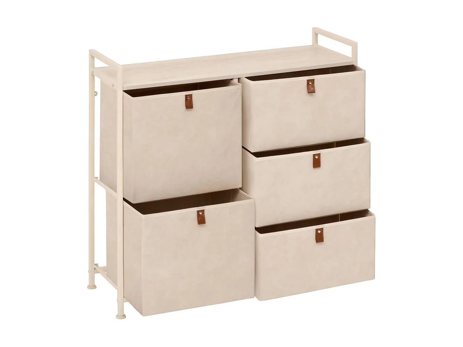 Meuble de Rangement 5 Tiroirs "Tissa" 83cm Beige