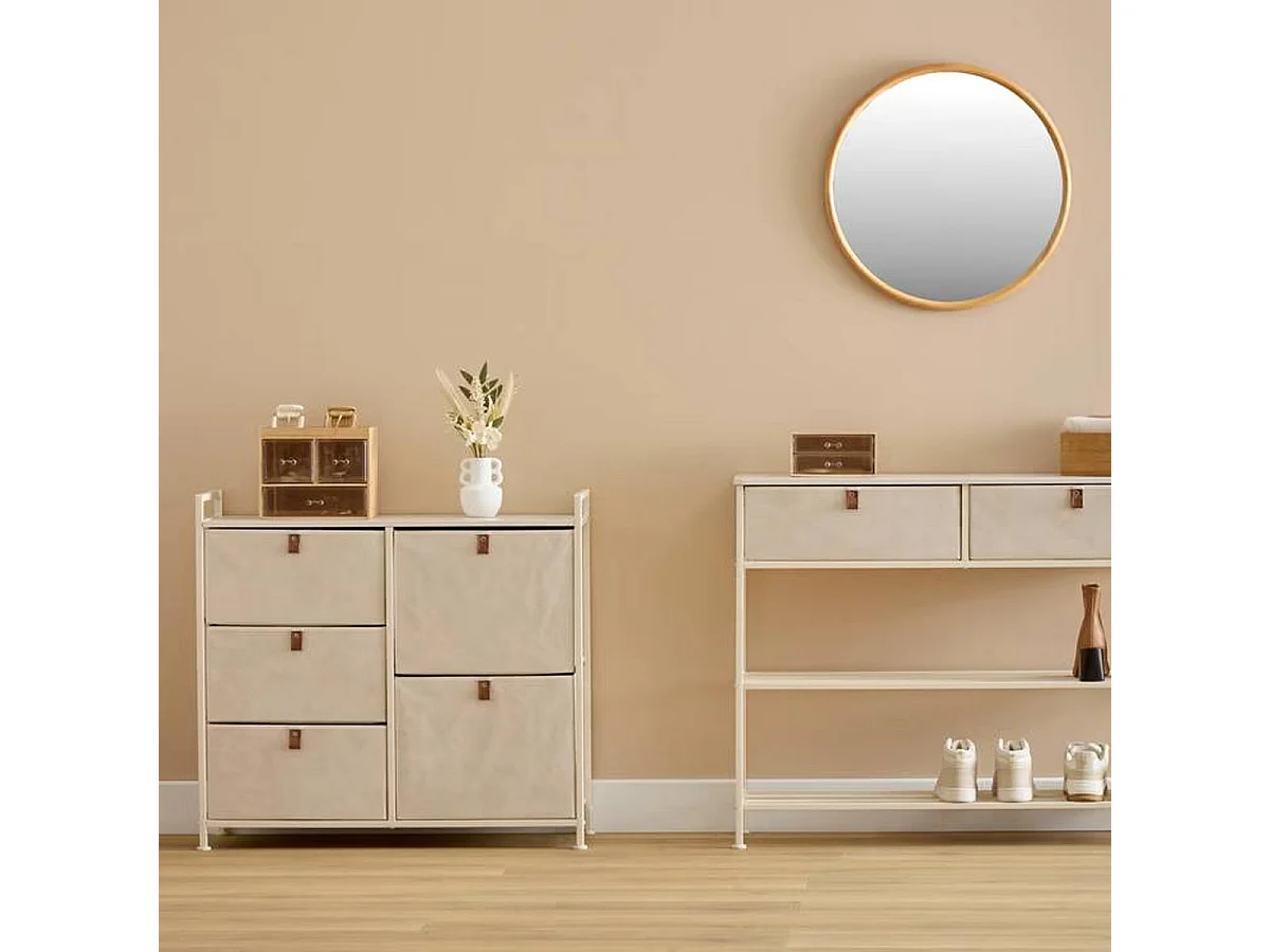 Meuble de Rangement 5 Tiroirs "Tissa" 83cm Beige