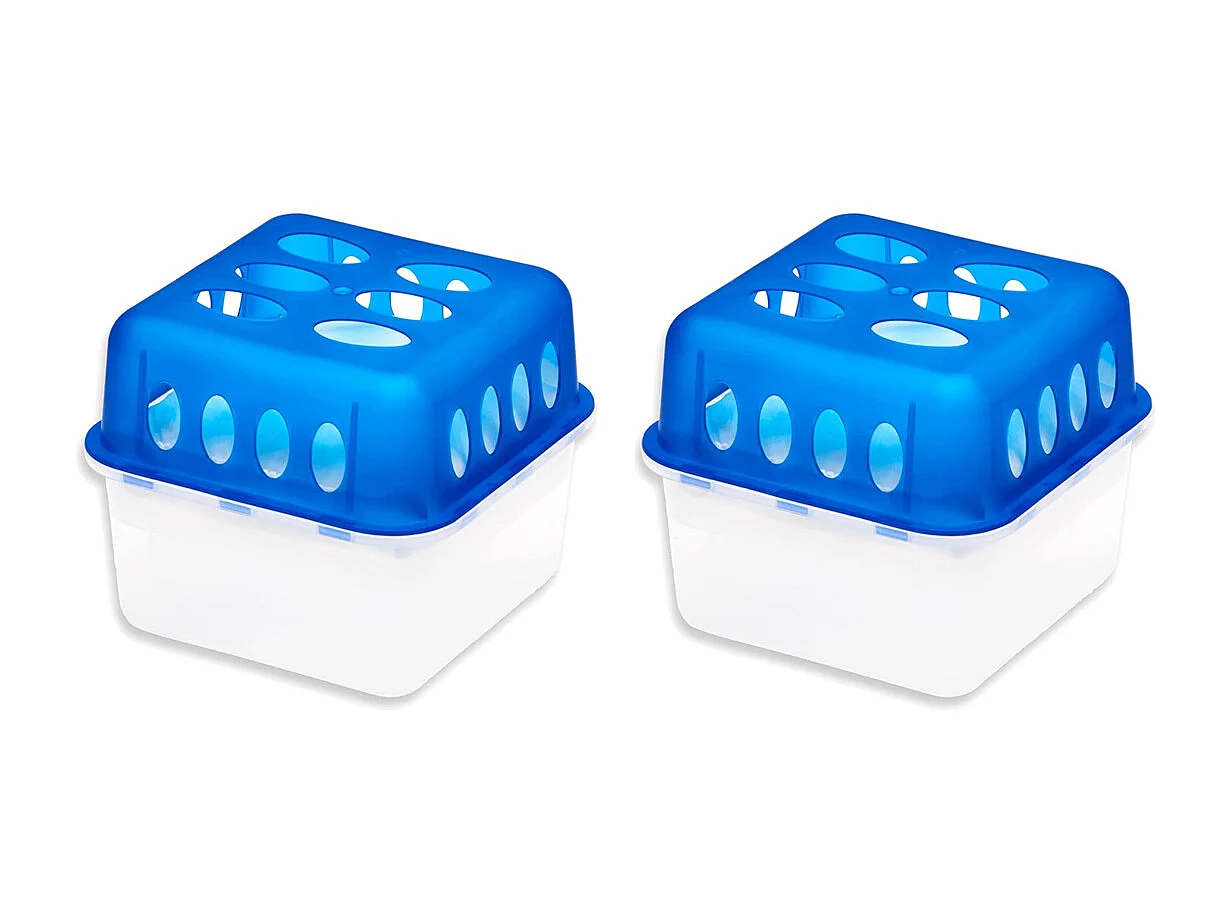 Lot de 2 déshumidificateurs absorbeurs d'Humidité carré compact, contenance 400 g - Hauteur 11,5 x Longueur 14 x Profondeur 14 cm
