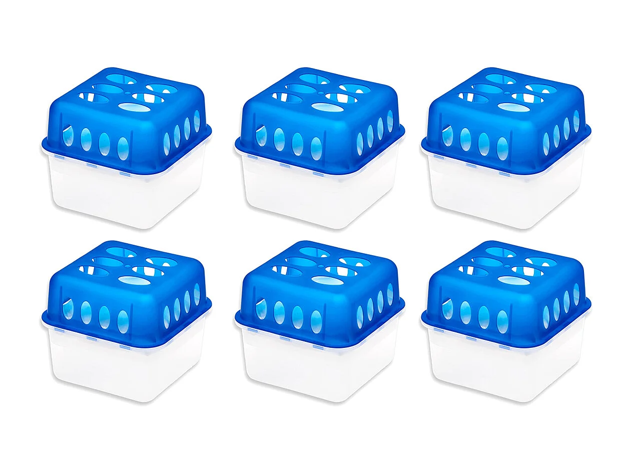 Lot de 6 déshumidificateurs absorbeurs d'Humidité carré compact, contenance 400 g - Hauteur 11,5 x Longueur 14 x Profondeur 14 cm
