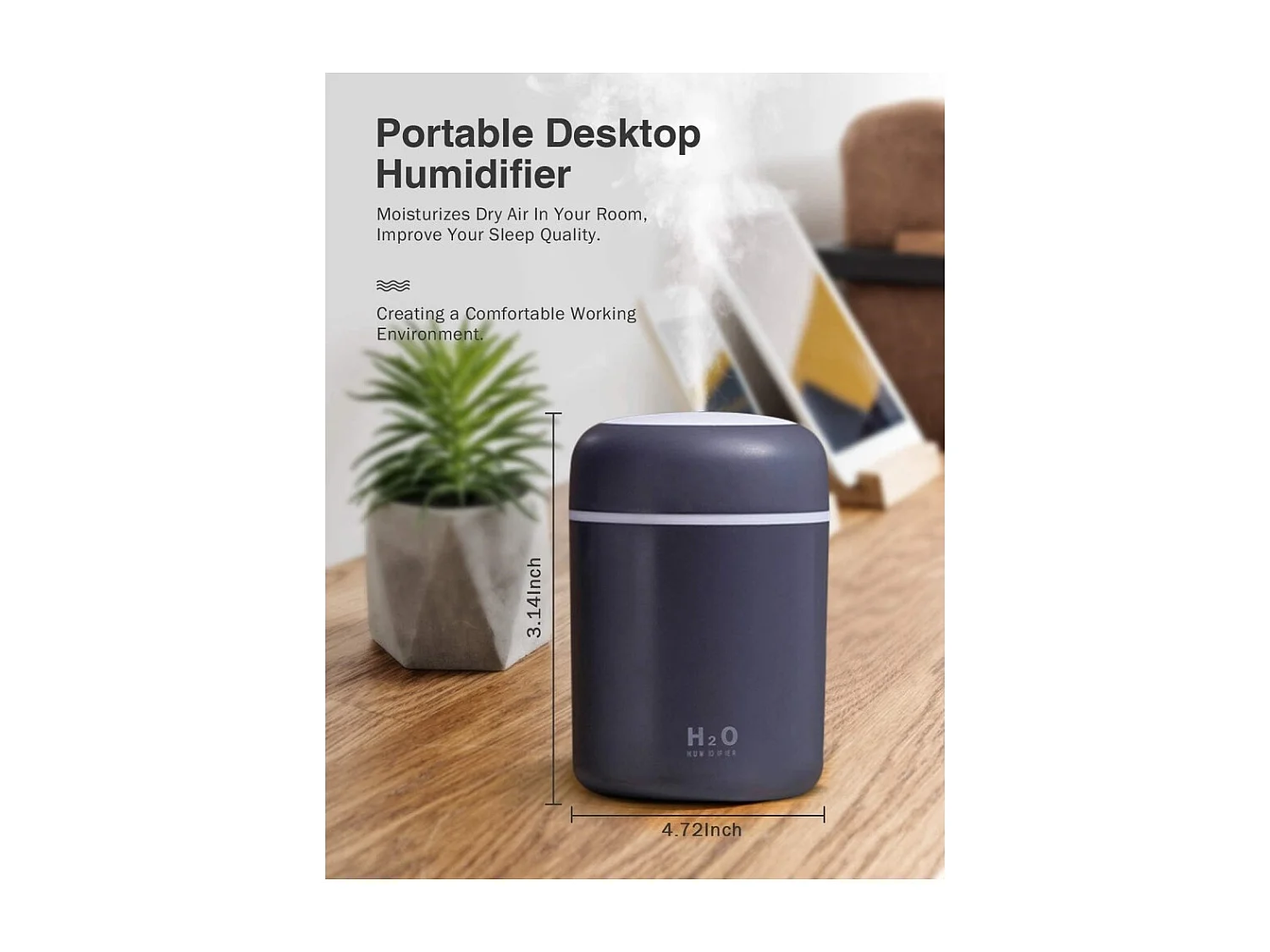 Humidificateur d'air - mini, ultrasonique, 2 modes brume réglable - arrêt automatique et veilleuse colorée
