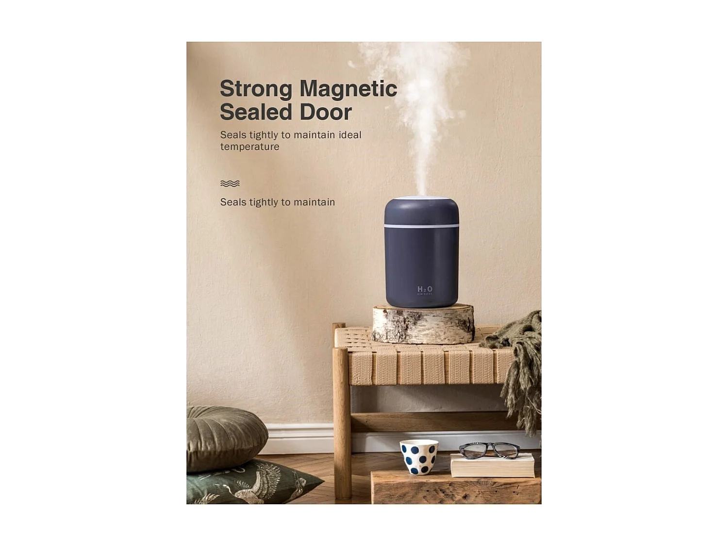 Humidificateur d'air - mini, ultrasonique, 2 modes brume réglable - arrêt automatique et veilleuse colorée