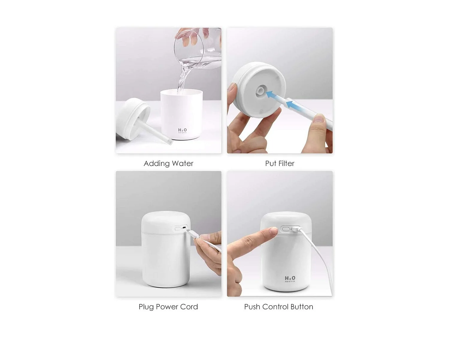 Humidificateur d'air - mini, ultrasonique, 2 modes brume réglable - arrêt automatique et veilleuse colorée