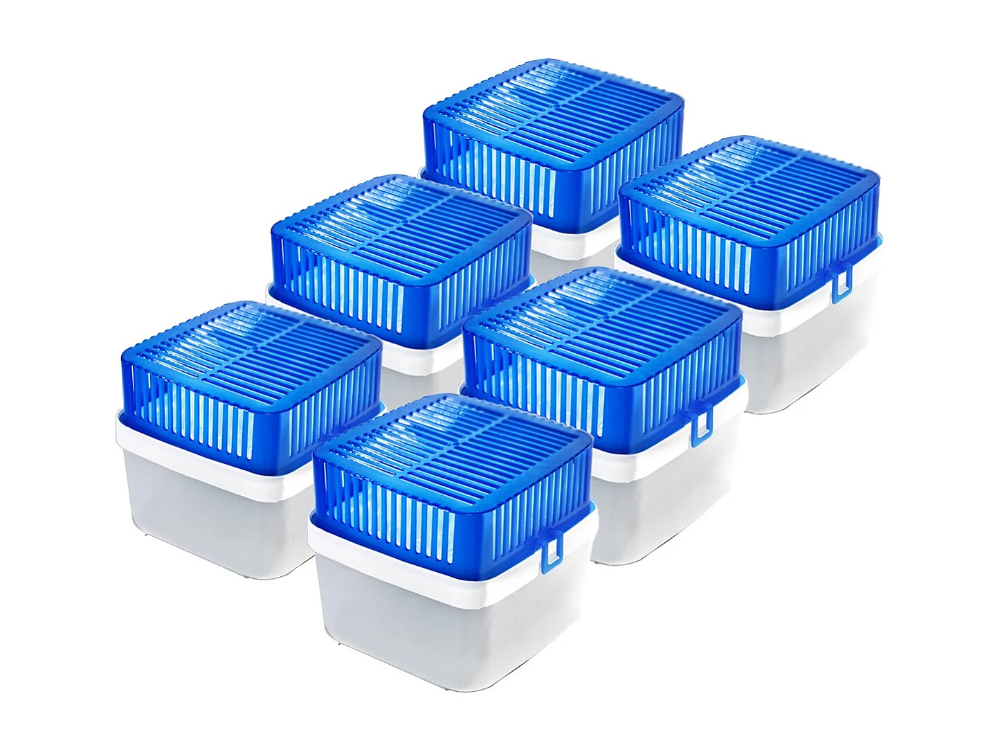 Lot de 6 déshumidificateurs absorbeurs d'Humidité carré compact, contenance 600 g - Hauteur 14 x Longueur 16 x Profondeur 16 cm