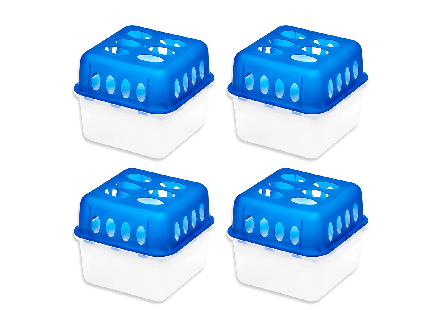 Lot de 4 déshumidificateurs absorbeurs d'Humidité carré compact, contenance 400 g - Hauteur 11,5 x Longueur 14 x Profondeur 14 cm
