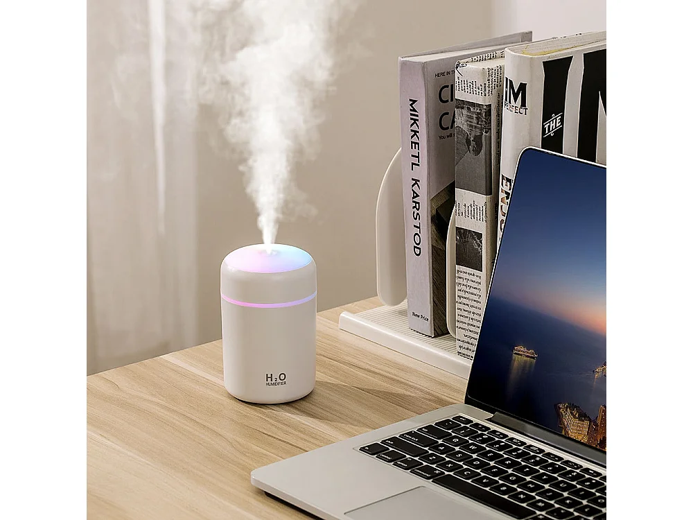 Humidificateur d'air - mini, ultrasonique, 2 modes brume réglable - arrêt automatique et veilleuse colorée