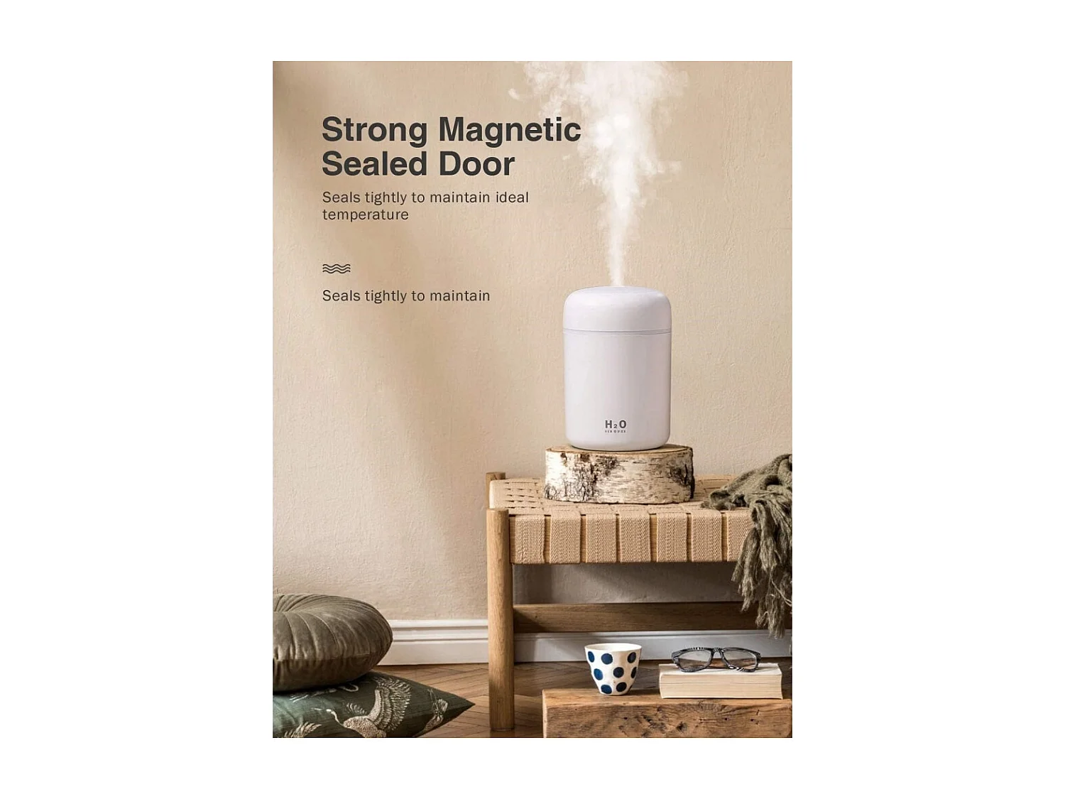 Humidificateur d'air - mini, ultrasonique, 2 modes brume réglable - arrêt automatique et veilleuse colorée