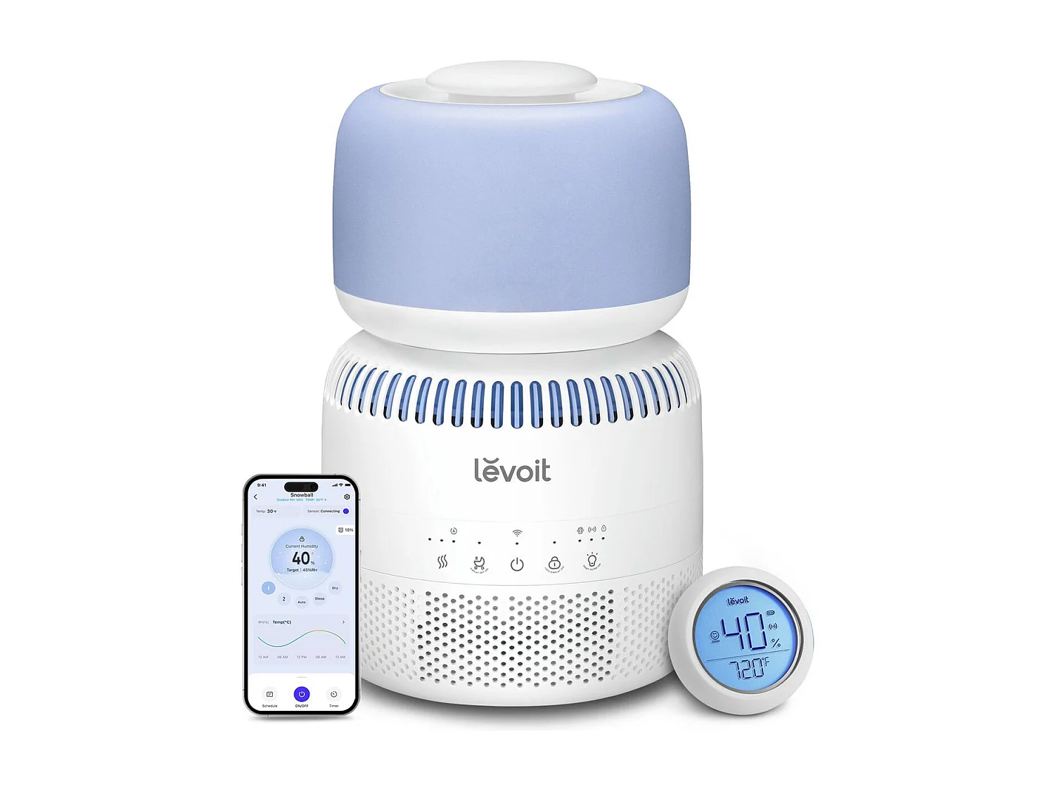 Levoit LEH-B381S-WEU Humidificateur Baby Evaporatif 3,8 L connecté - Bleu/Blanc