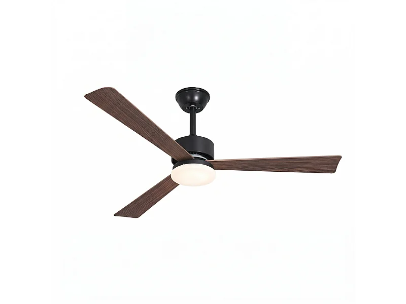 NETTLIFE Ventilateur de Plafond avec Éclairage LED Silencieux, 3 Pales en Bois, Dimmable avec Télécommande pour Chambre et Salle à Manger