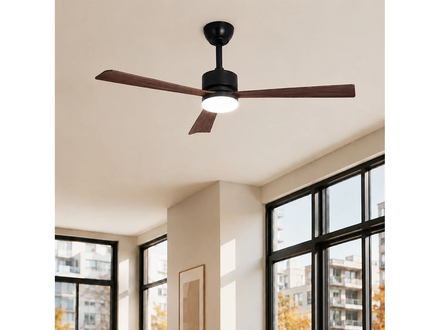 NETTLIFE Deckenventilator mit LED-Licht, leise, 3 Holzflügel, dimmbar mit Fernbedienung für Schlaf- und Esszimmer