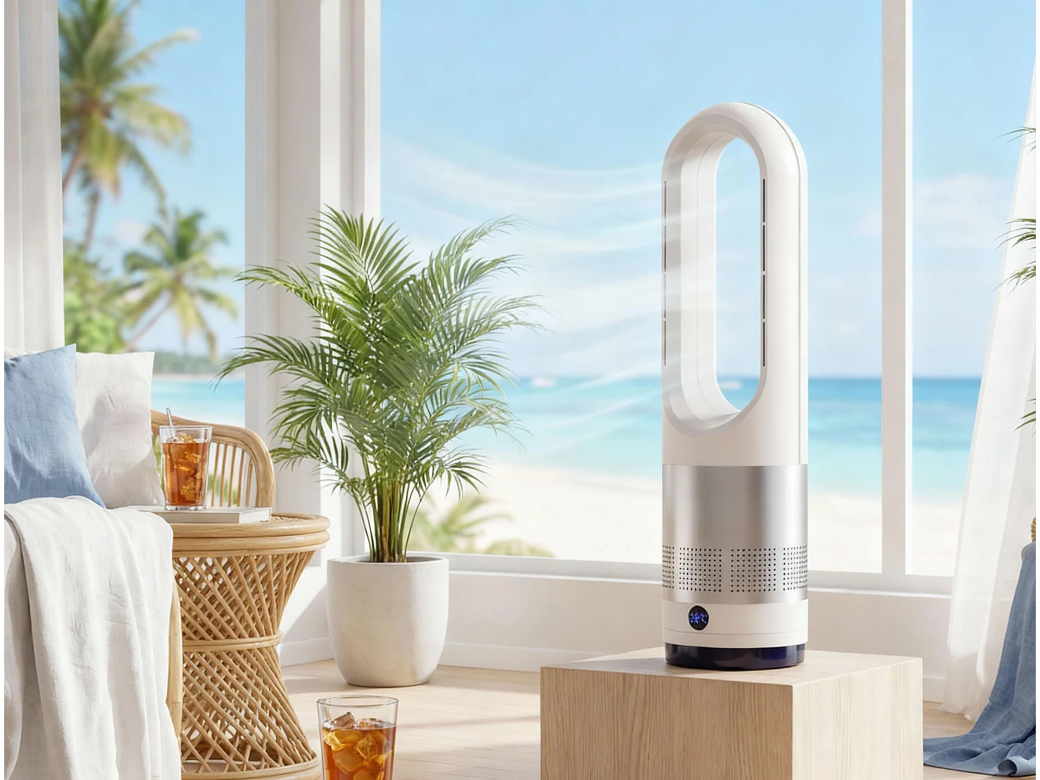 Ventilateur chauffant sans pales avec oscillation et 8 vitesses