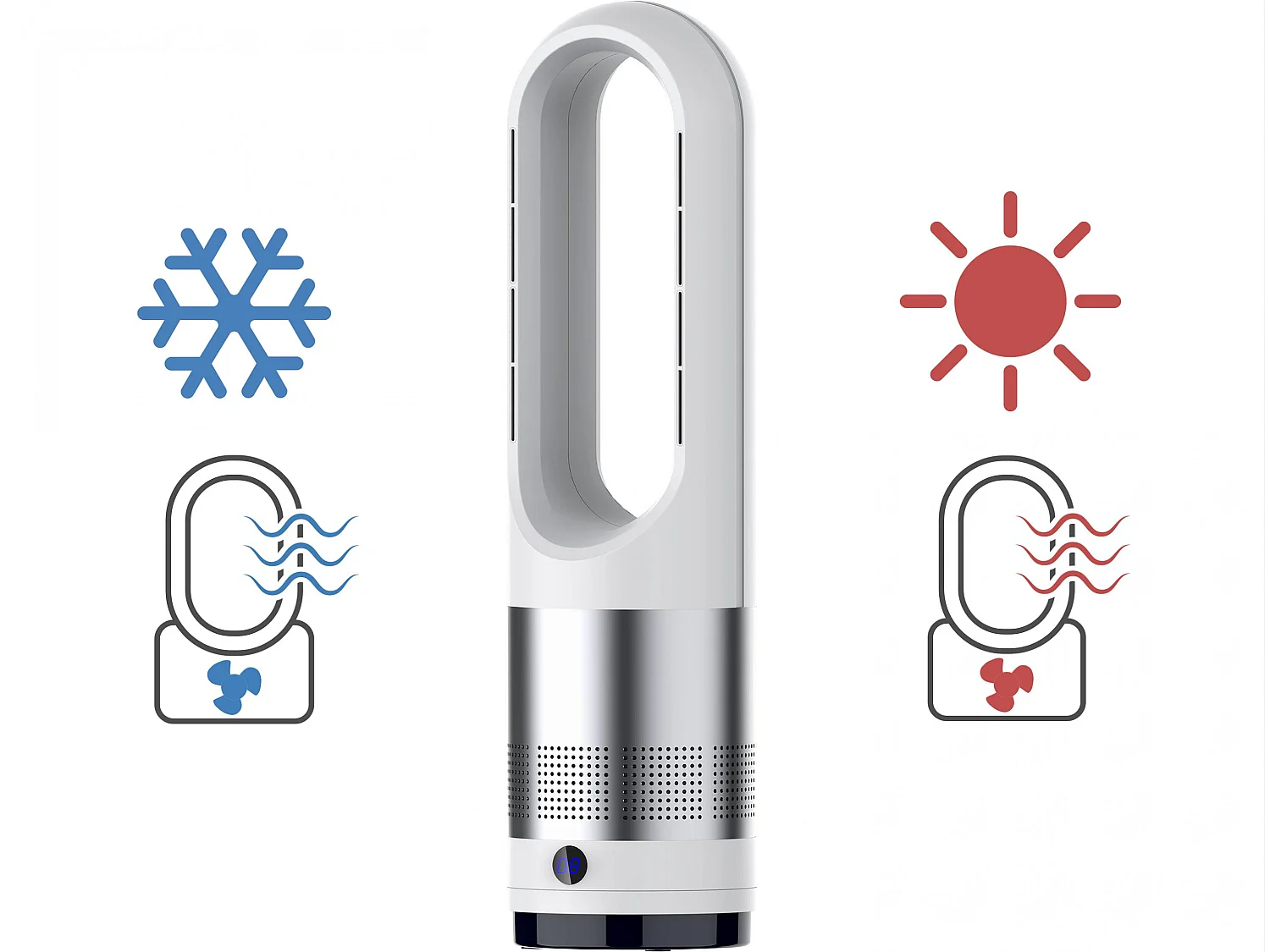 Ventilateur chauffant sans pales avec oscillation et 8 vitesses