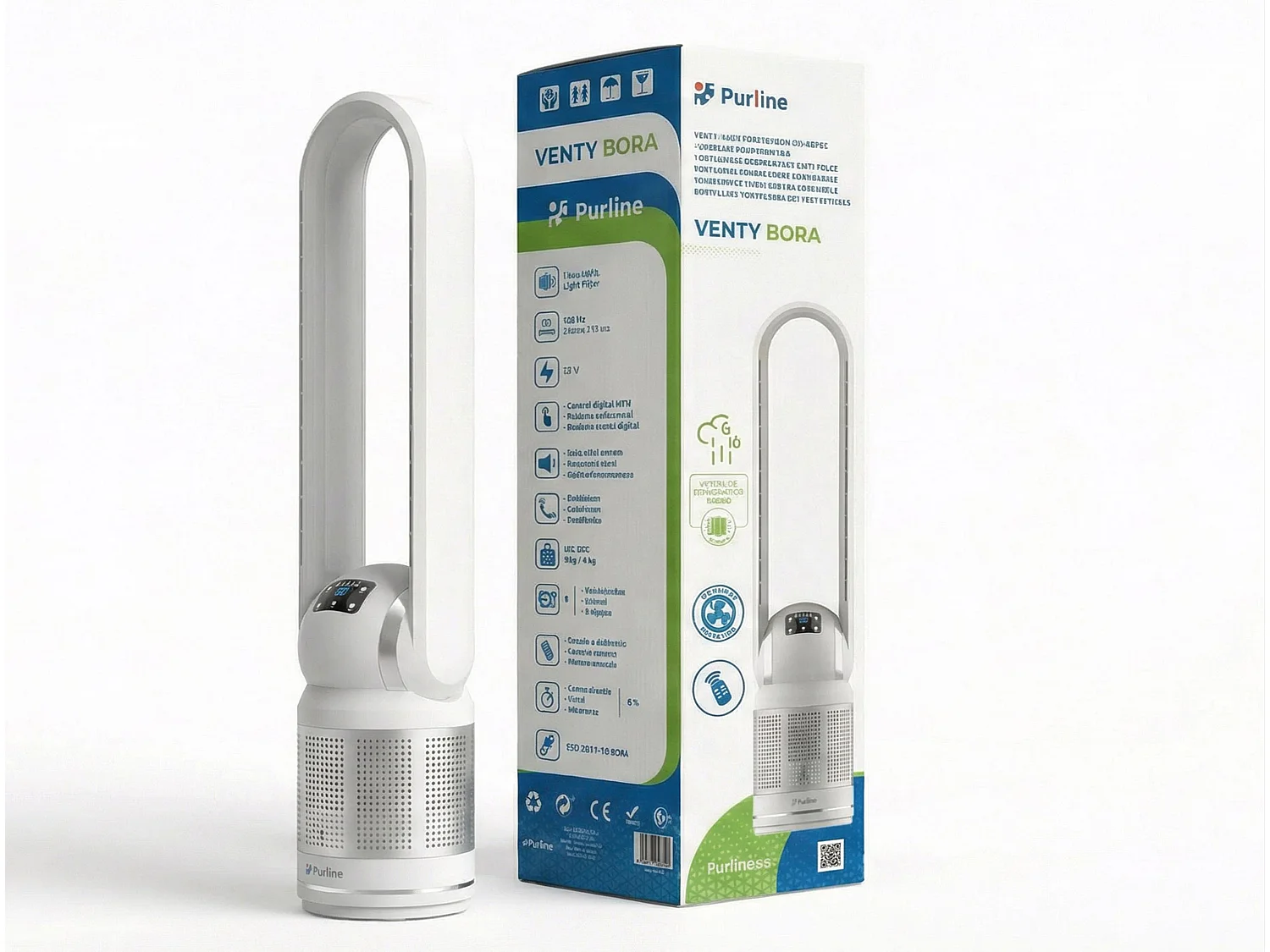 Ventilateur purificateur sans pales avec oscillation et 8 vitesses