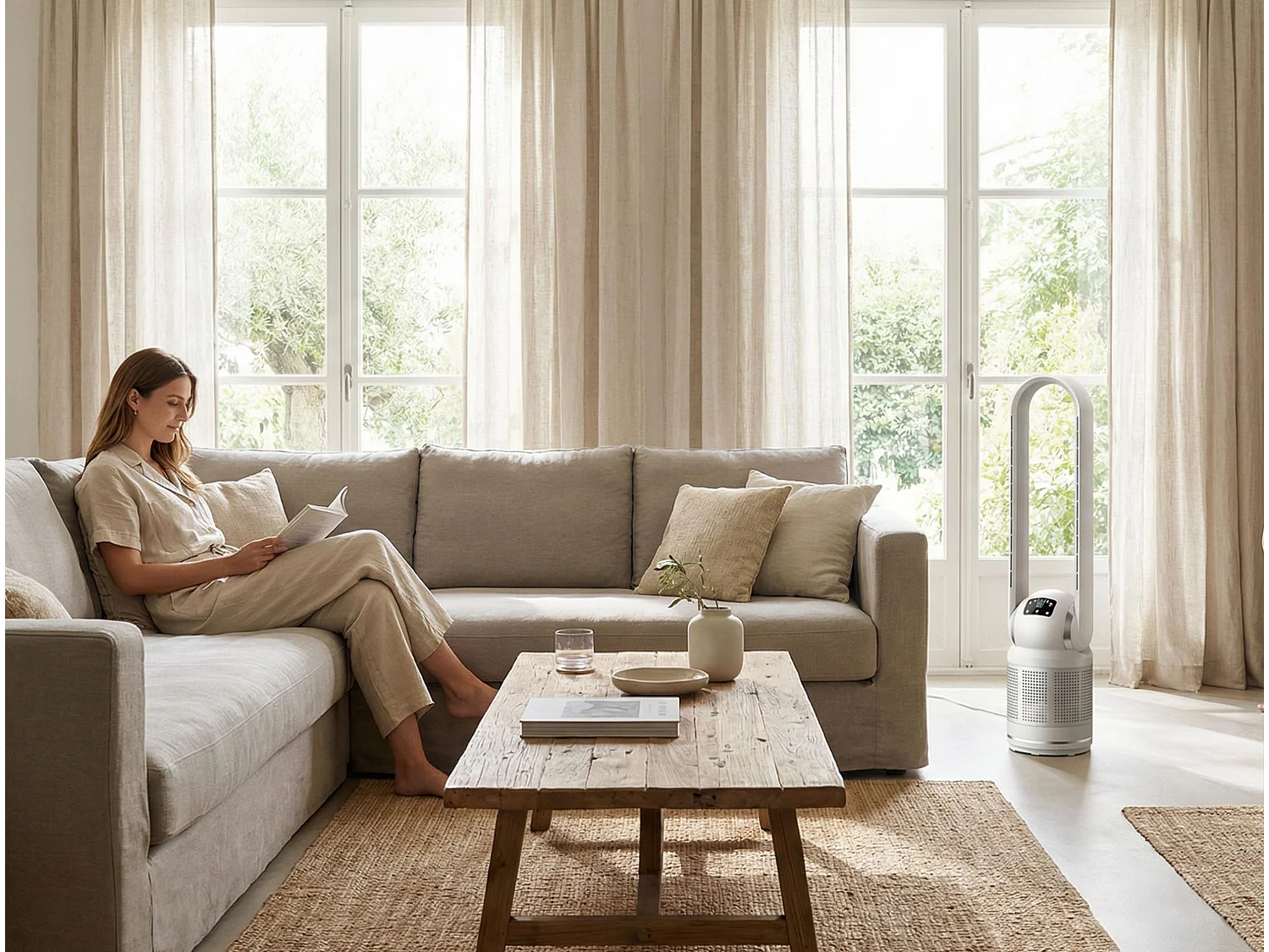 Ventilateur purificateur sans pales avec oscillation et 8 vitesses
