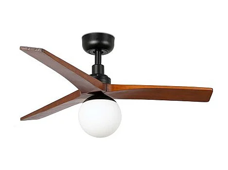 KLIM S Ventilateur avec éclairage, corps noir, pales en noyer foncé, Faro Barcelona