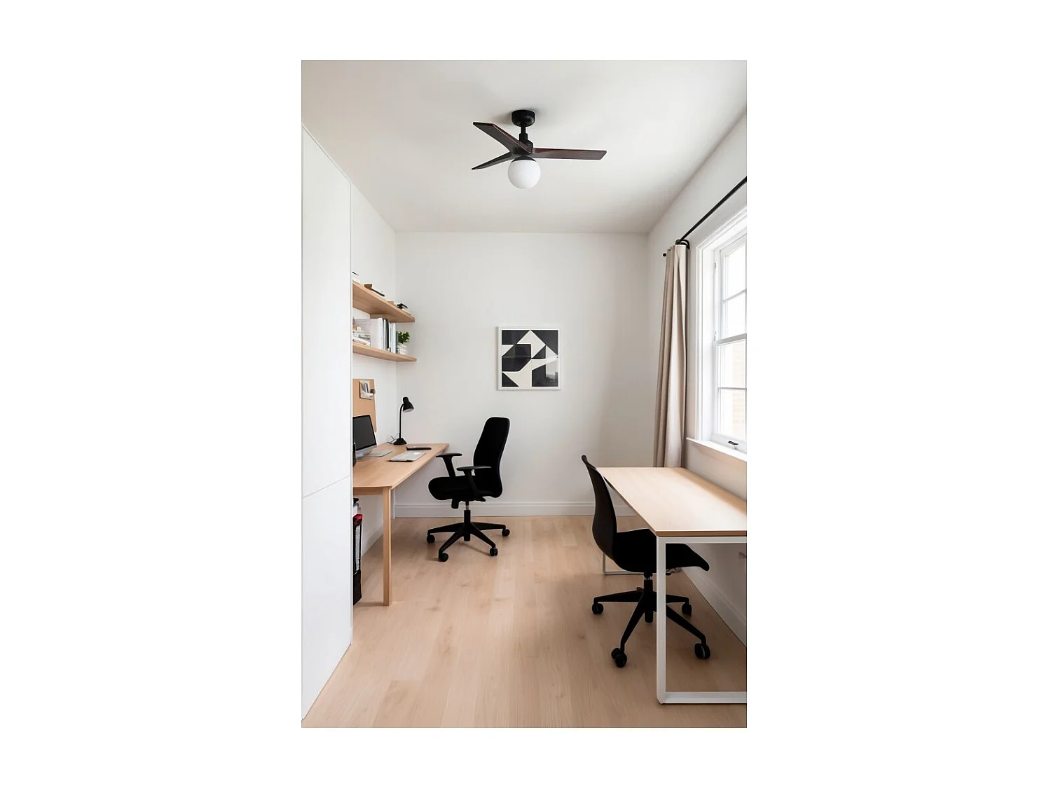KLIM S Ventilateur avec éclairage, corps noir, pales en noyer foncé, Faro Barcelona