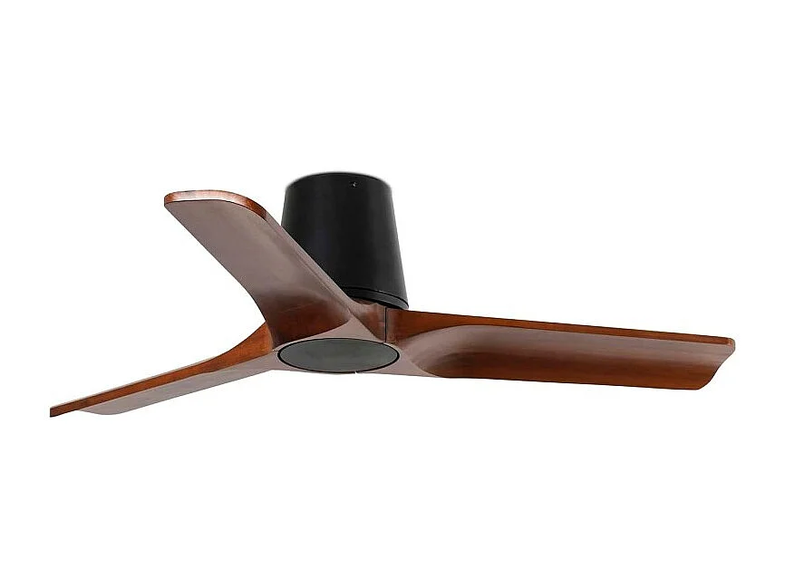 HEYWOOD TUB S, Ventilateur de baignoire corps noir, pales en noyer et éclairage, Faro Barcelona