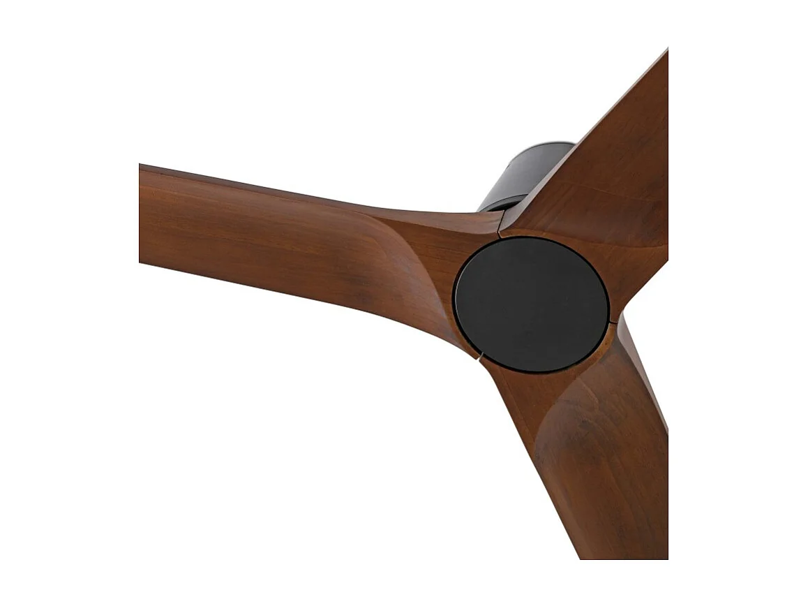 HEYWOOD TUB S, Ventilateur de baignoire corps noir, pales en noyer et éclairage, Faro Barcelona