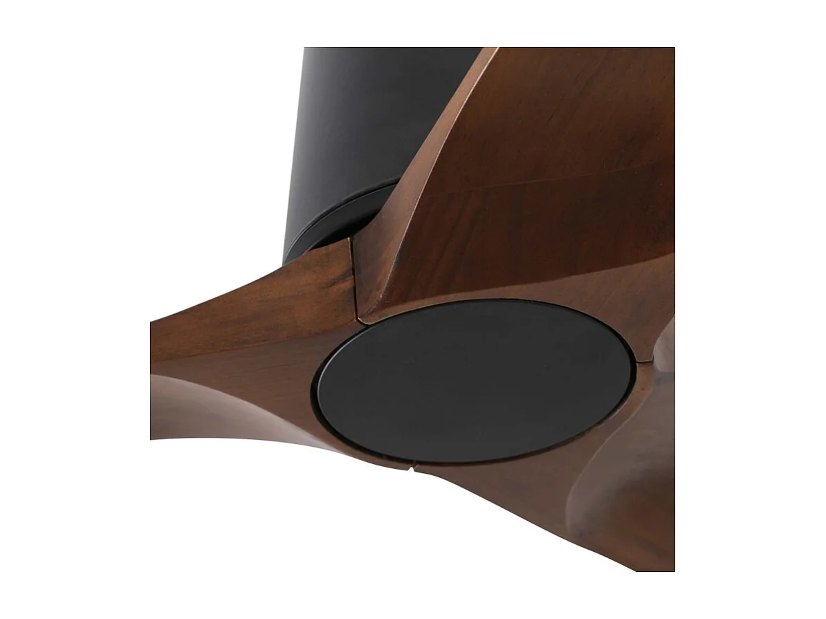 HEYWOOD TUB S, Ventilateur de baignoire corps noir, pales en noyer et éclairage, Faro Barcelona