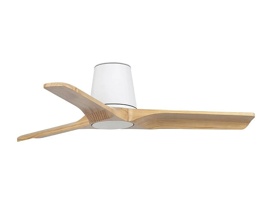 HEYWOOD TUB S, Ventilateur de baignoire corps blanc, pales en chêne et éclairage, Faro Barcelona