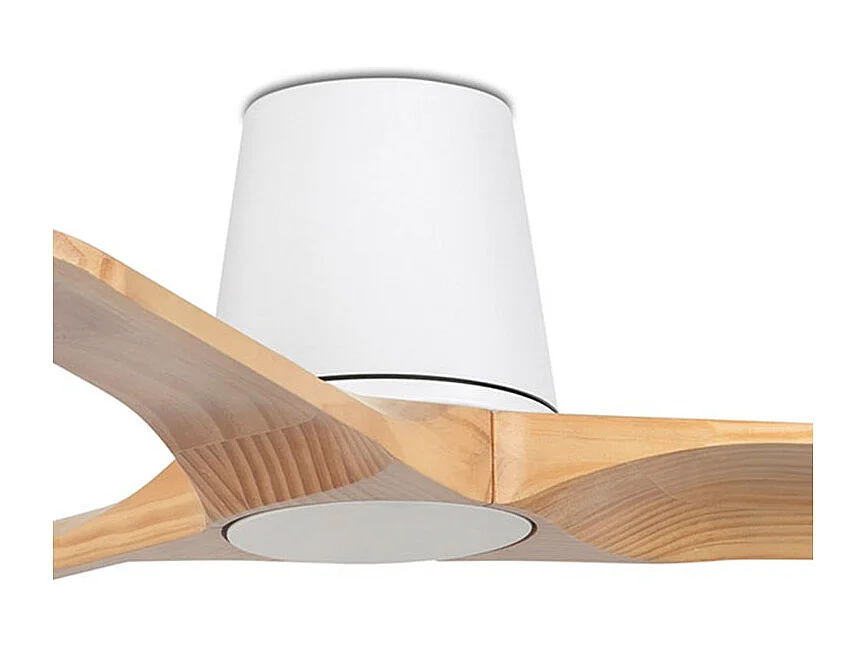 HEYWOOD TUB S, Ventilateur de baignoire corps blanc, pales en chêne et éclairage, Faro Barcelona
