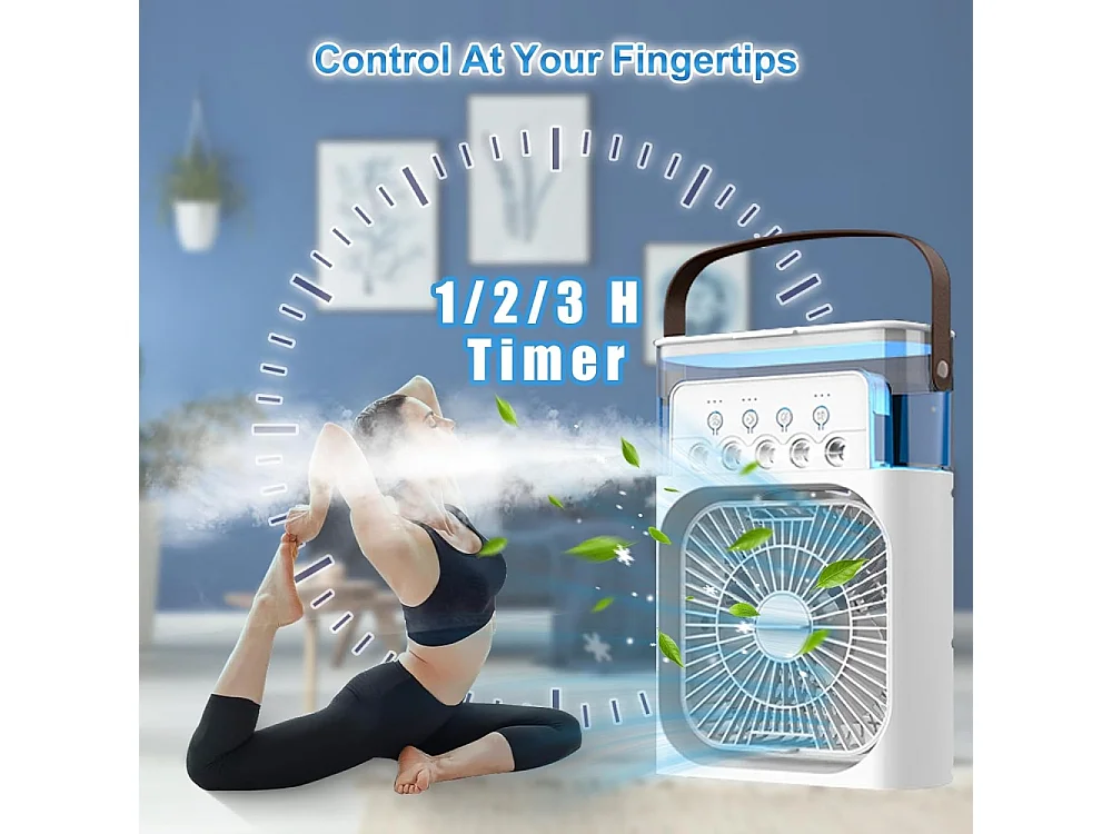 Climatiseur mobile - portable, 4 en 1, 600ML,3 modes brume, 7 veilleuse, 2 - 8H timer