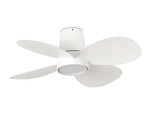 Faro Barcelona Ventilateur Klover S blanc avec éclairage LED, diamètre 80 cm, hauteur 22,3 cm