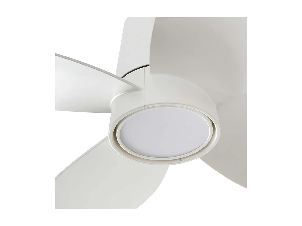 Faro Barcelona Ventilateur Klover S blanc avec éclairage LED, diamètre 80 cm, hauteur 22,3 cm