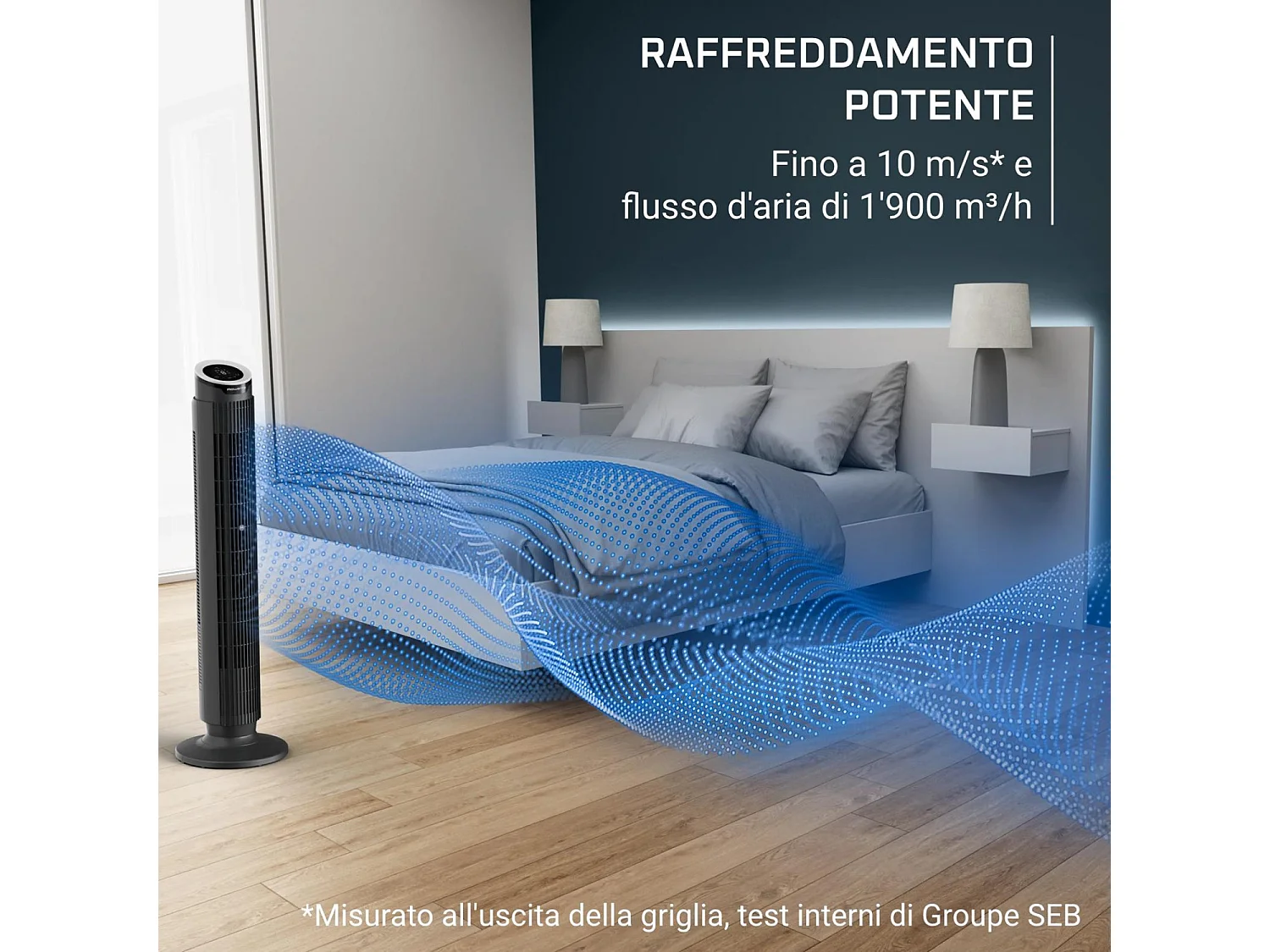 Rowenta Eole Silence Force , Ventilatore a Torre, Raffrescamento Intenso, Silenzioso, VU7020