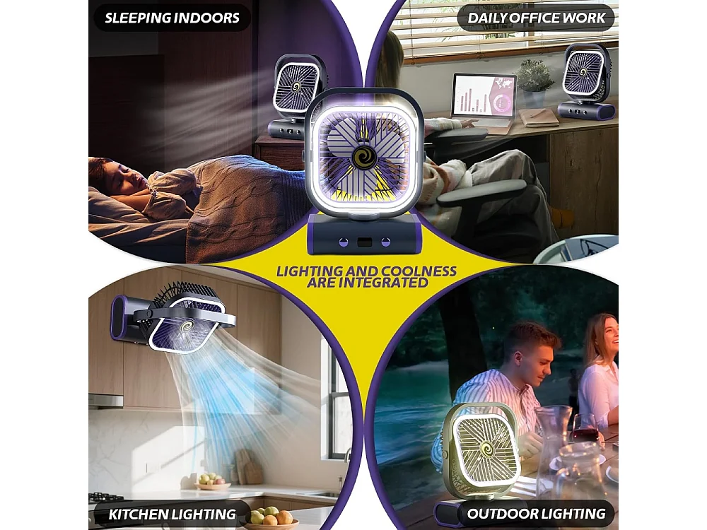 Ventilateur - 5 vitesses, LED intelligent, portable