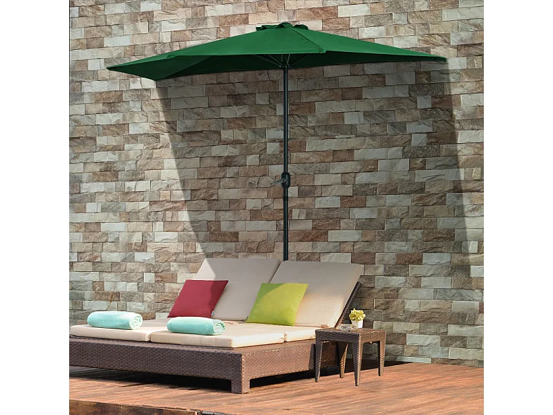 Parasol Ubaldo Demi-Lune Balcon Terrasse Vert Protection UV Manivelle Pratique