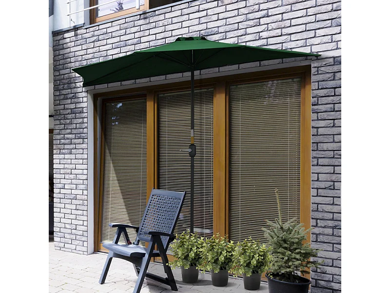 Parasol Ubaldo Demi-Lune Balcon Terrasse Vert Protection UV Manivelle Pratique